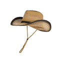 Breathable Hollow-Out Woven Denim Straw Hat with Black Trim and Contrasting Color, with Windproof Strap, Suitable for Outdoor Beach Sun Protection, Unisex, Holiday Gift