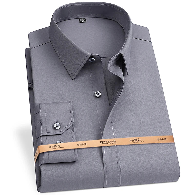 Men's Bamboo Fiber Dress Shirt — Wrinkle-Free, Slim Fit