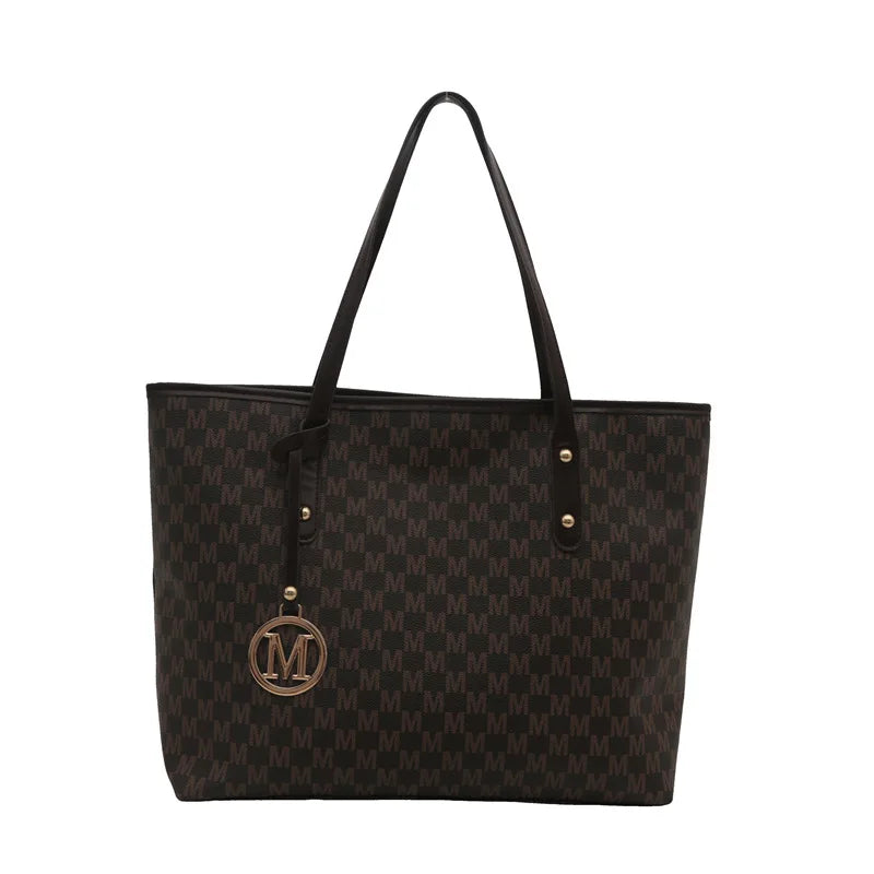 Vintage PU Leather Tote Bag — Large Underarm Shoulder Bag for Women