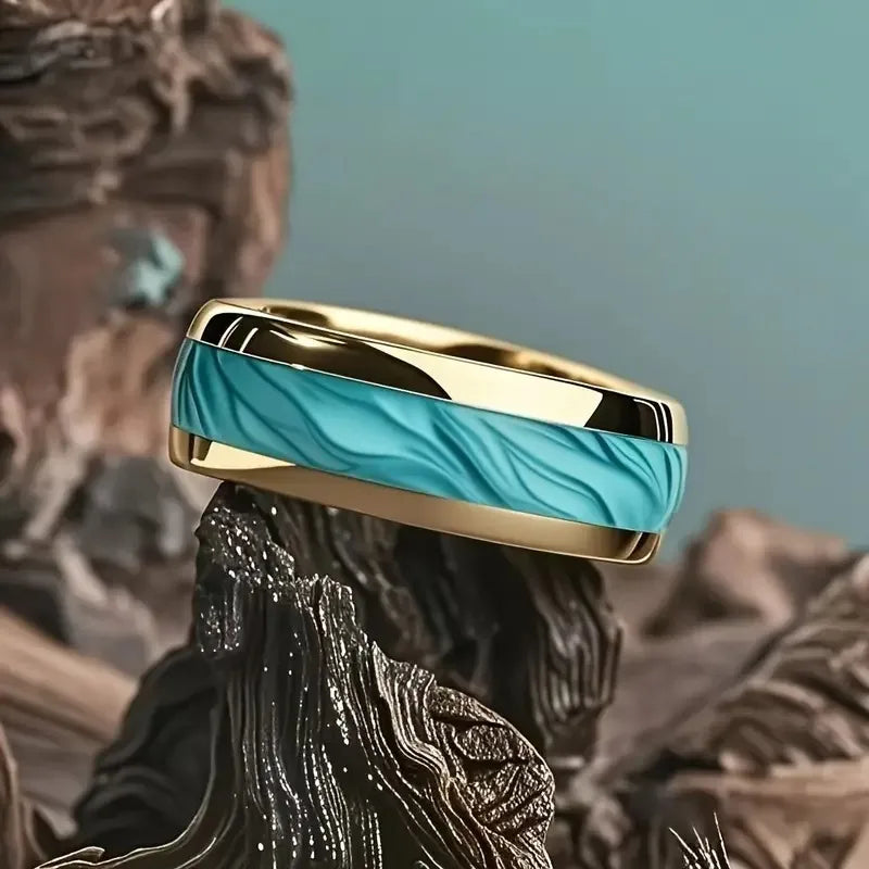 Anillo de acero inoxidable ciberpunk de 8 mm | Joyería gótica punk rockera para hombres y mujeres