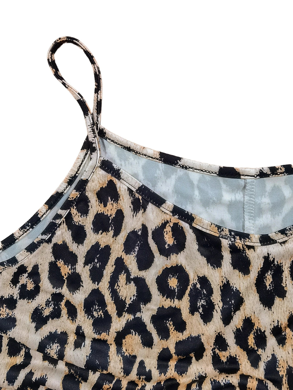 Women's Plus Size Leopard Print Maxi Dress – Spaghetti Strap Flowy A-Line with Pockets