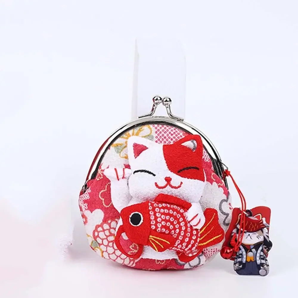 Maneki Neko Lucky Cat Coin Purse — Cute Japanese Fortune Cat Clasp Wallet & Gift
