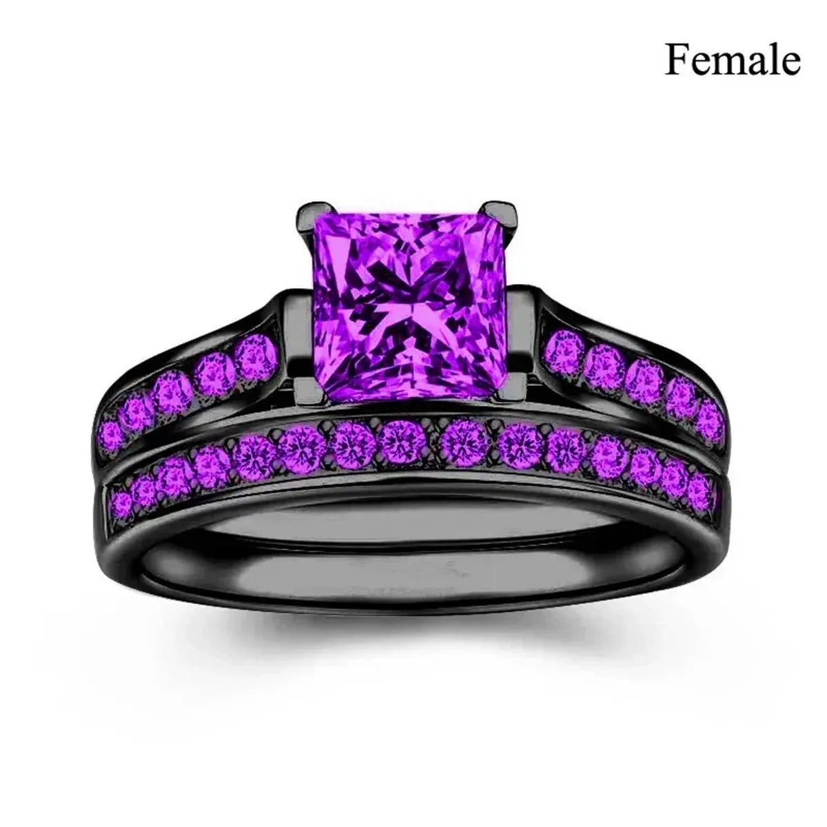Charm Couple Rings – Red Rhinestone Women's & Celtic Dragon Men's Wedding Band Set