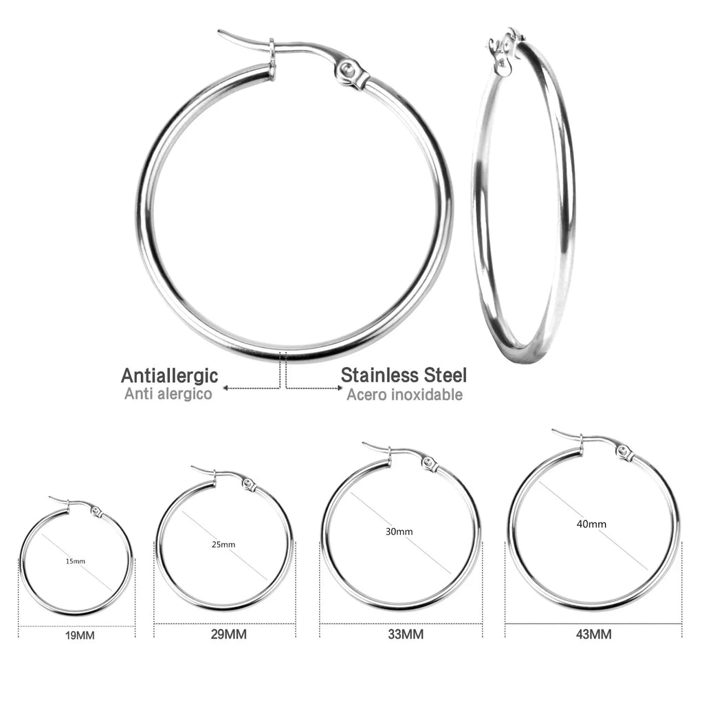 18K PVD Stainless Steel Hoop Earrings – Gold, Silver & Rose Gold