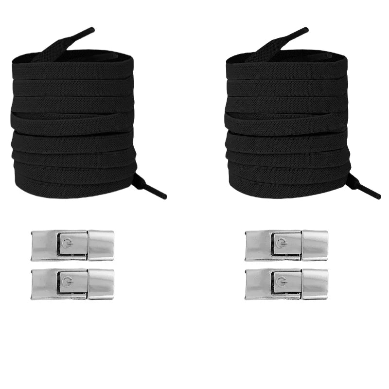 No-Tie Elastic Press-Lock Shoelaces – Flat 8mm, 100cm | Kids & Adults