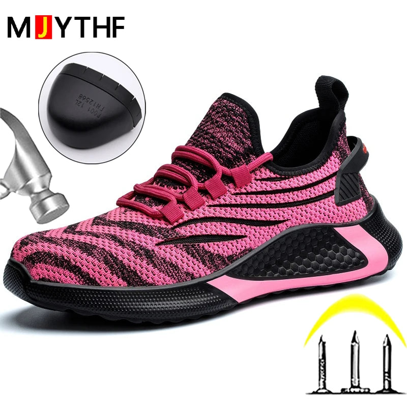 Women's Steel Toe Safety Sneaker – Colorful Knit Work Shoe