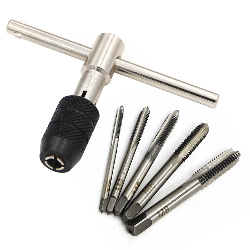 T-Type Hand Tap Wrench Set – M3 to M8 Thread Tapping Tool Kit