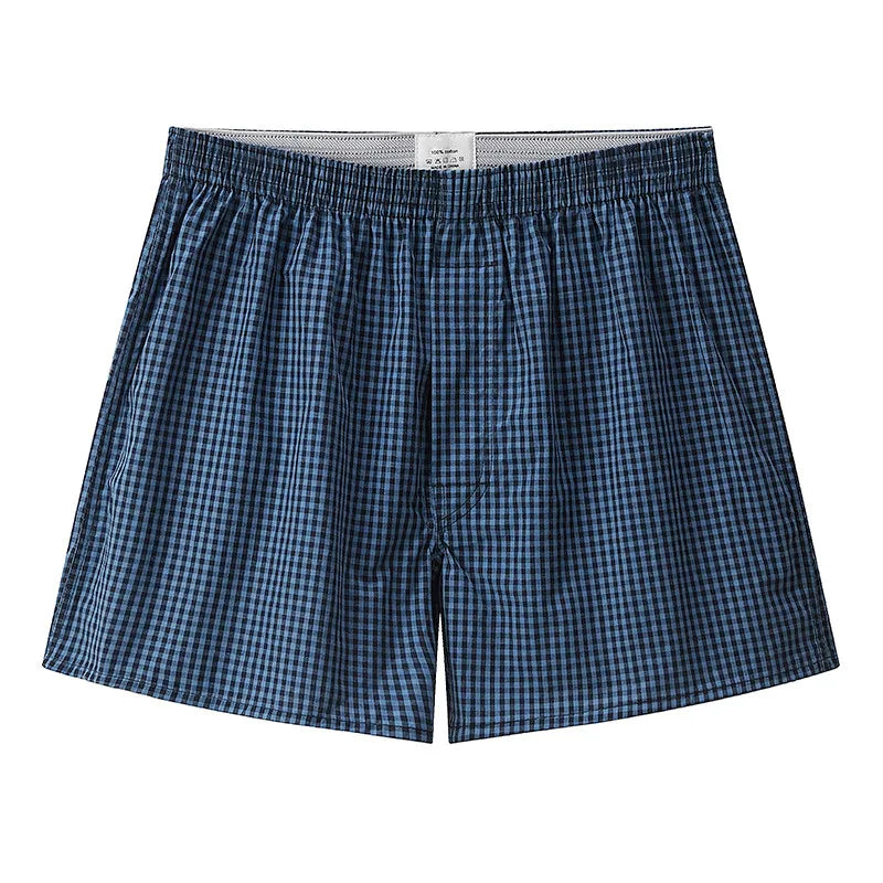 Men's Cotton Plaid Boxer Shorts – Casual Elastic Waistband Underwear