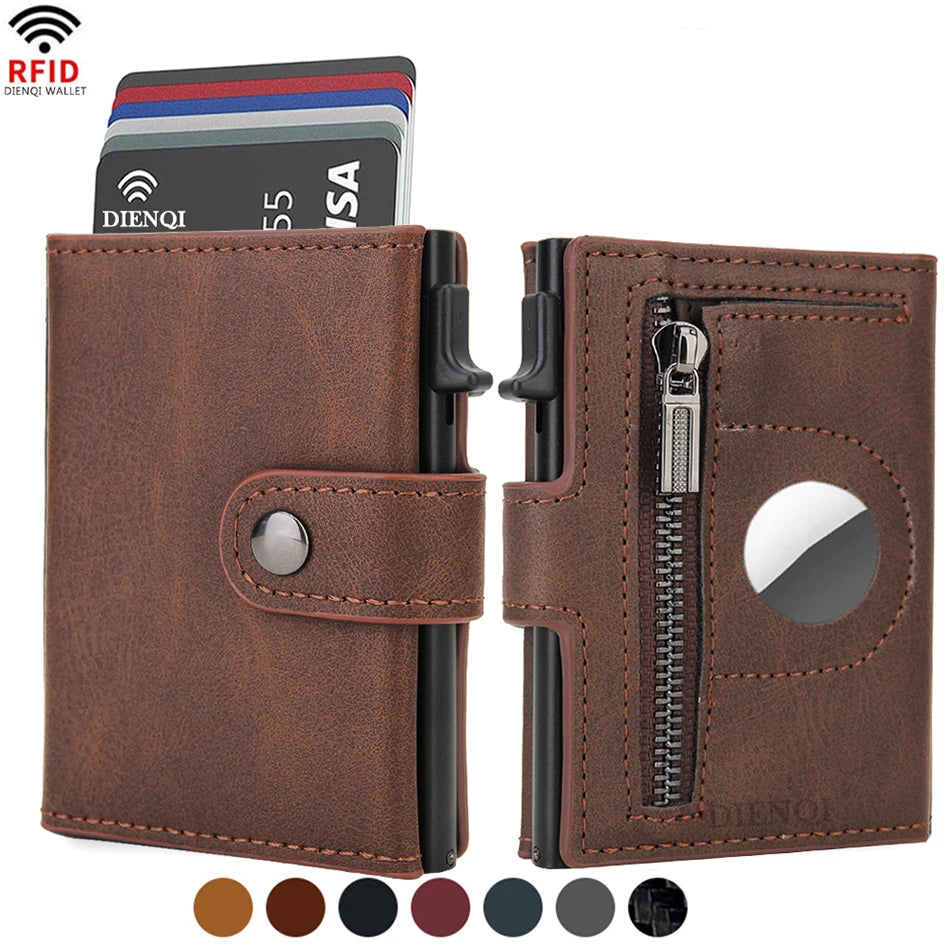 RFID Blocking Card Holder Wallet with AirTag Pocket — Slim Minimalist Men's Wallet