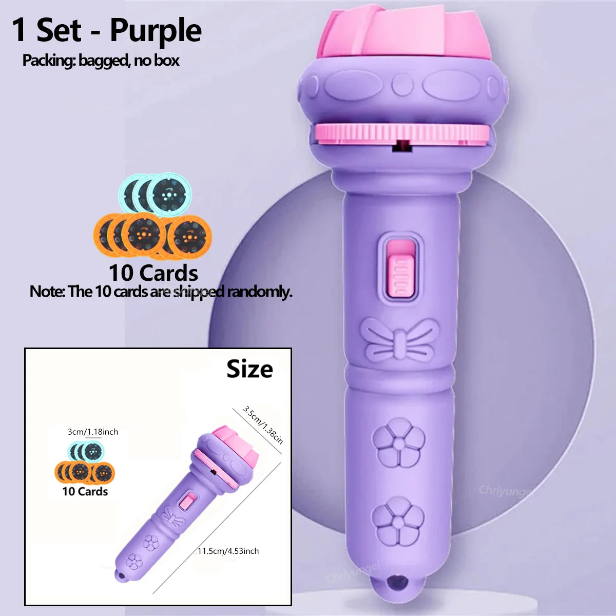 Kids Projector Flashlight – 10 Slide Cards, 80 Images, Bedtime Storytelling Toy