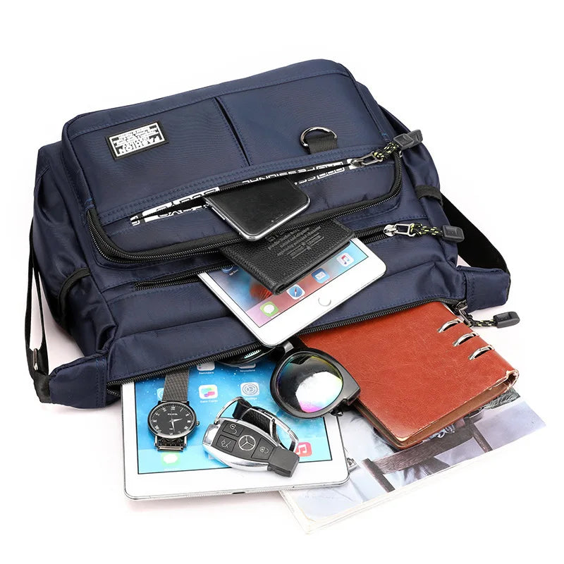 Oxford Shoulder Bag — Large Capacity Multi-Pocket Crossbody Messenger Bag
