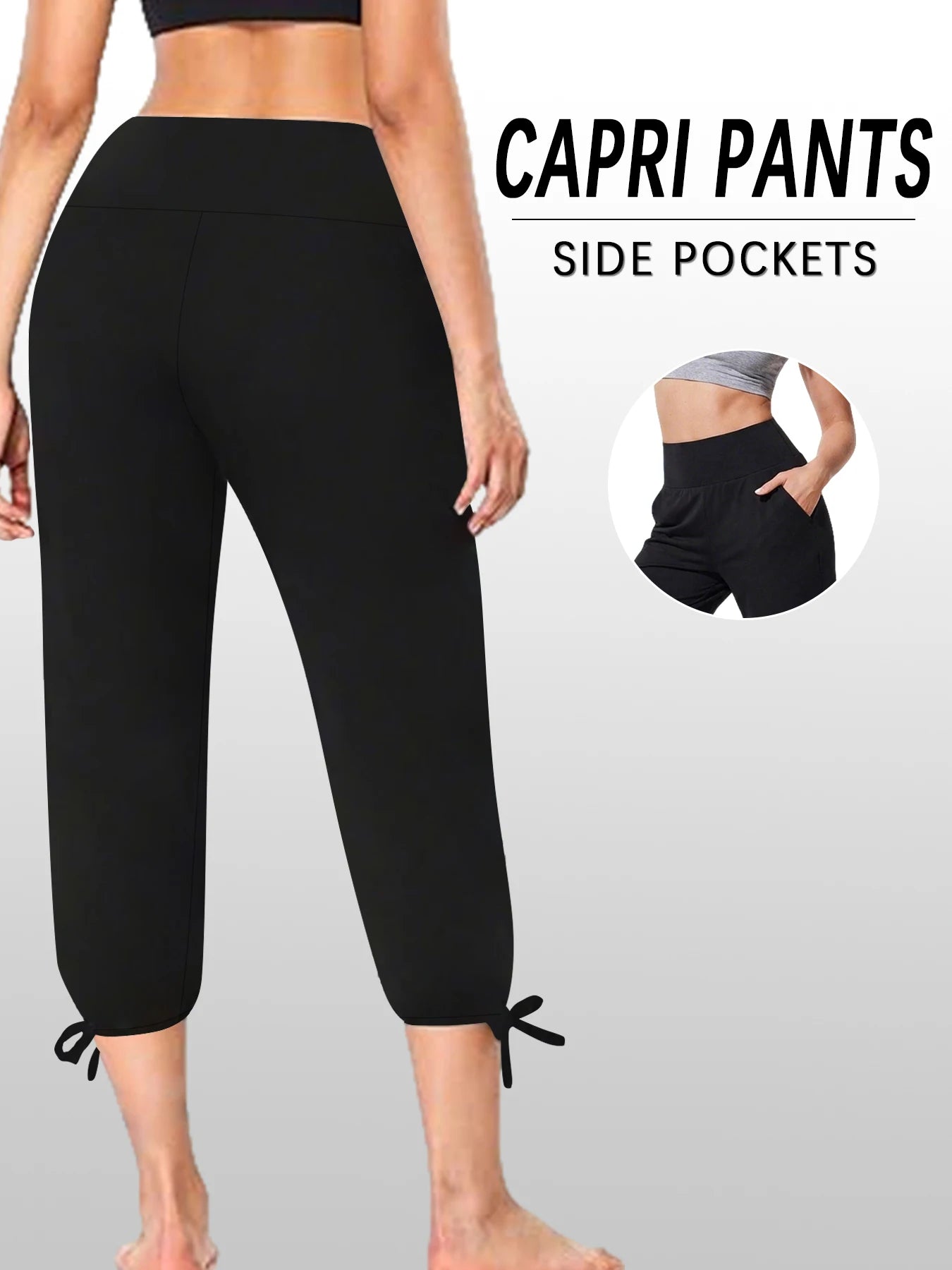 Pantalones capri holgados de yoga para mujer, pantalones deportivos cómodos con bolsillos