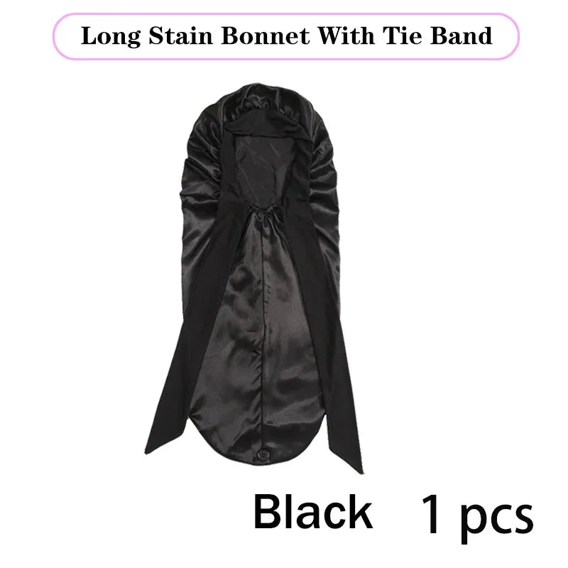 Long Satin Sleep Bonnet – Extra Large Hair Cap for All Hair Types