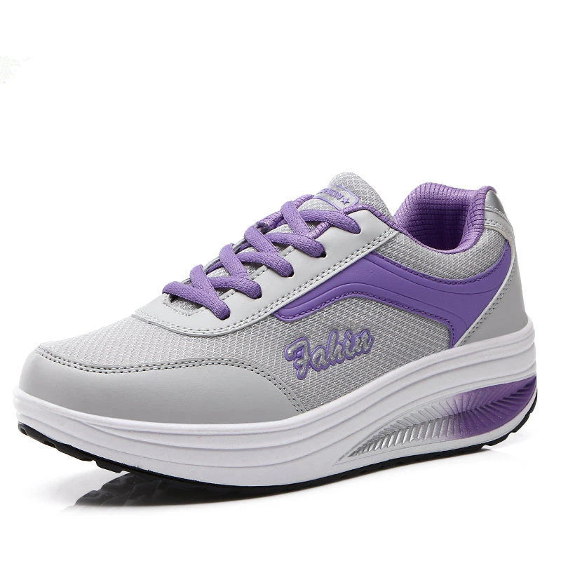 Women's Breathable Mesh Lace-Up Sneakers – Lightweight Cushioned Walking Shoes