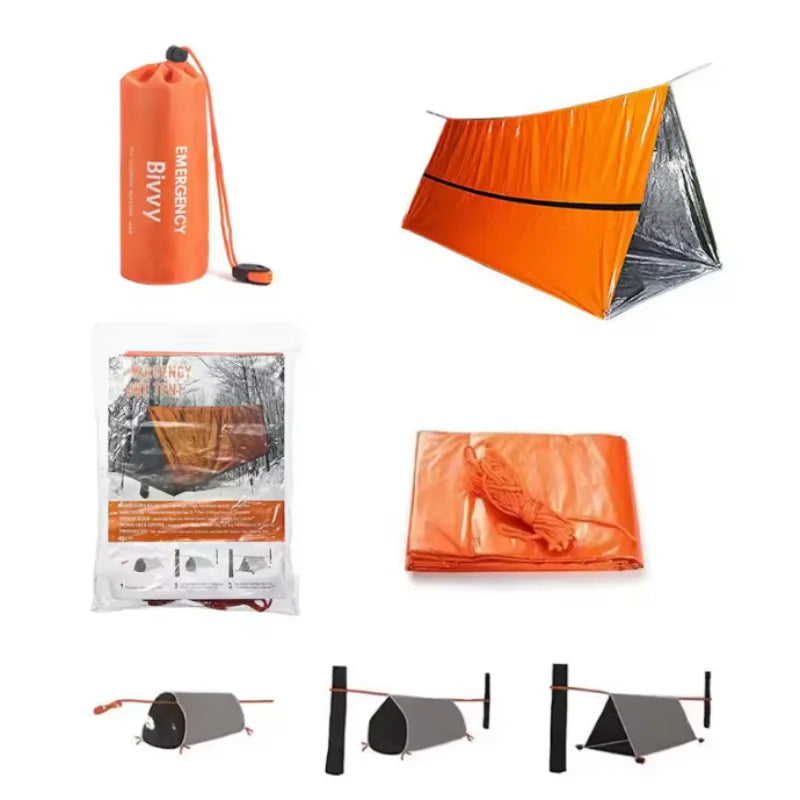 2-Person Mylar Emergency Tube Tent – Reusable Survival Shelter, Waterproof & Windproof SOS Bivy
