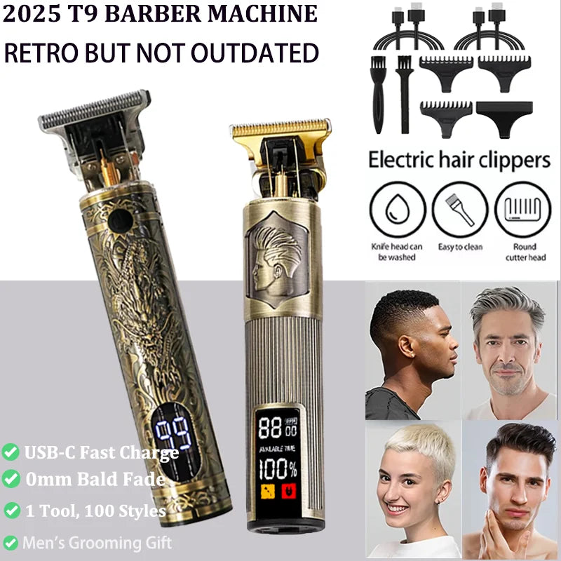 Professional USB Electric Hair Trimmer – 0mm Bald Fade, Cordless