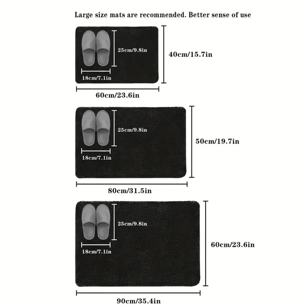 Solid Color Bathroom Mat - Non-Slip Absorbent Floor Mat (3 Sizes)