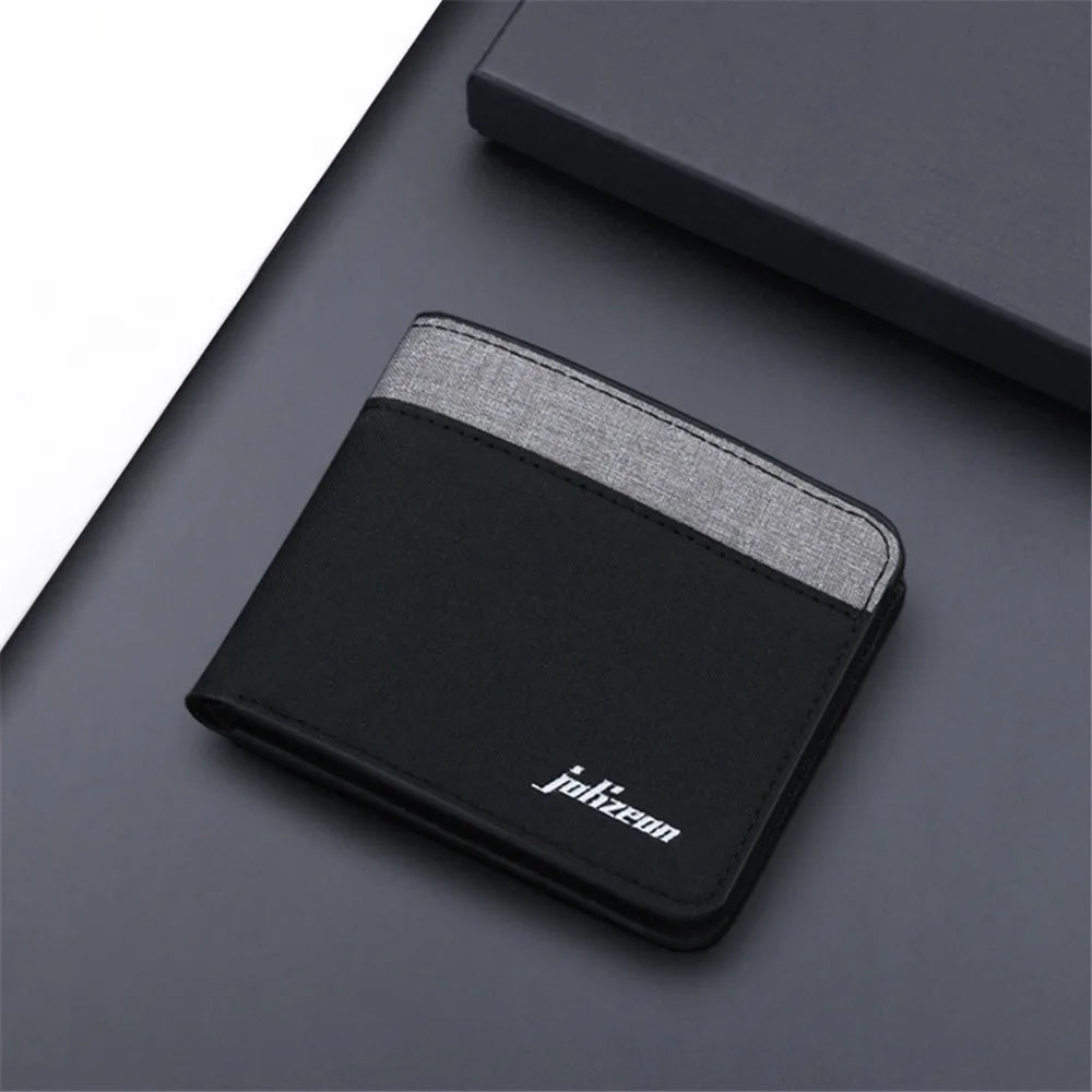 Men's Slim Canvas Card Holder Wallet — Mini Thin Coin Pouch & ID Holder