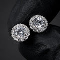 Cubic Zirconia Couple Stud Earrings – Unisex Silver Geometric