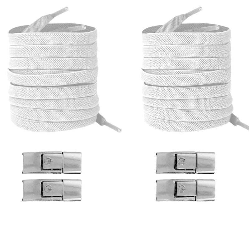 No-Tie Elastic Press-Lock Shoelaces – Flat 8mm, 100cm | Kids & Adults
