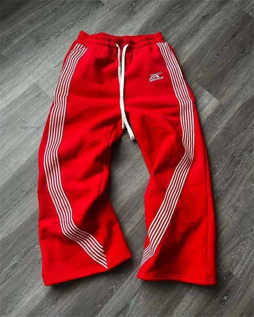 Y2K Wide Leg Cargo Sweatpants – Drawstring Jogger Pants for Women & Men