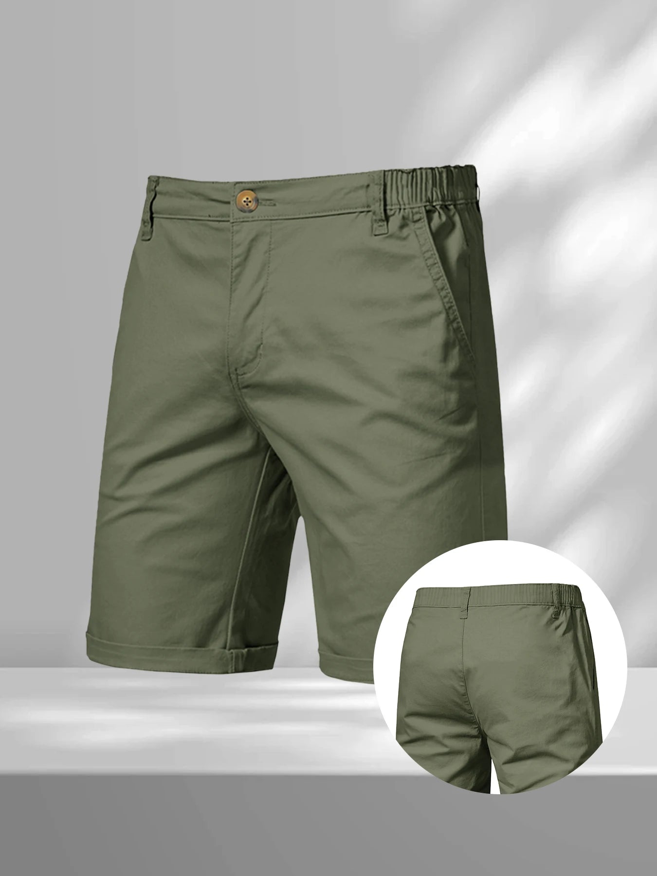 Men's Casual Cargo Shorts – Solid Color Jogger & Hiking Shorts with Elastic Waist