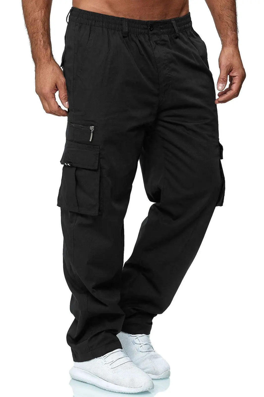 Men's Casual Knitted Jogger Pants with Optional Zip Pockets – Solid Color Sweatpants