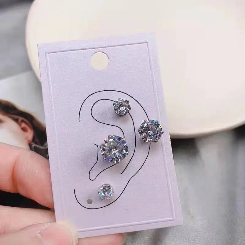 Magnetic Crystal Rhinestone Clip-On Stud Earrings – No Piercing, Unisex