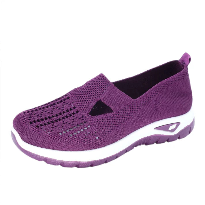 Women's Slip-On Knit Casual Sneakers – Lightweight Soft-Sole Walking Shoes
