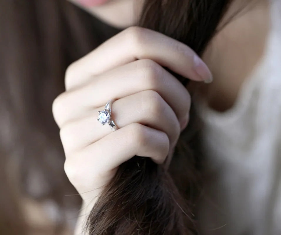 925 Sterling Silver Six-Claw Ring for Women | Tourmaline & Zircon | Classic Bridal Jewelry