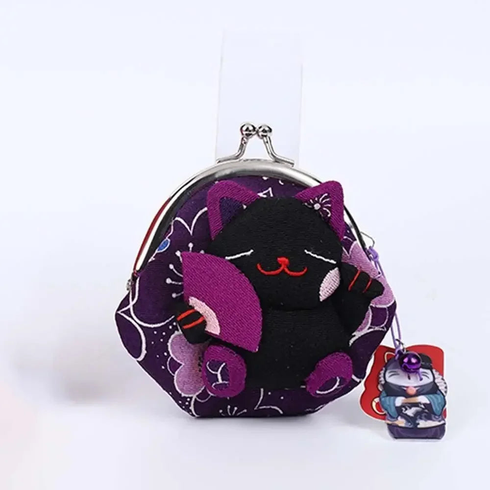 Maneki Neko Lucky Cat Coin Purse — Cute Japanese Fortune Cat Clasp Wallet & Gift