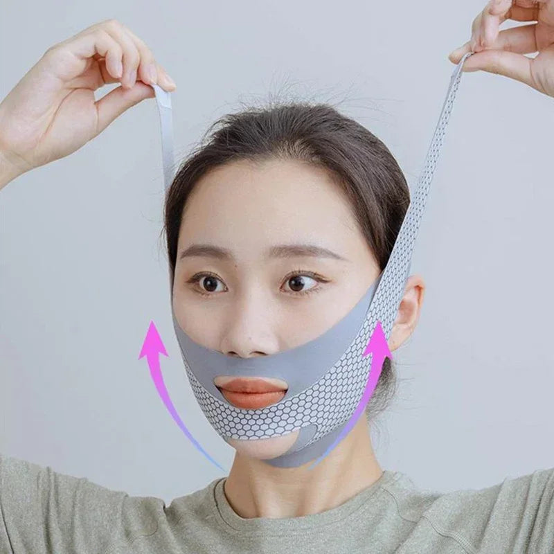 Estiramiento Facial con Venda Moldeadora V para Dormir Reductor de Papada Adelgazamiento Facial Lifting de Relajación Banda de Masaje para Adelgazar la Cara