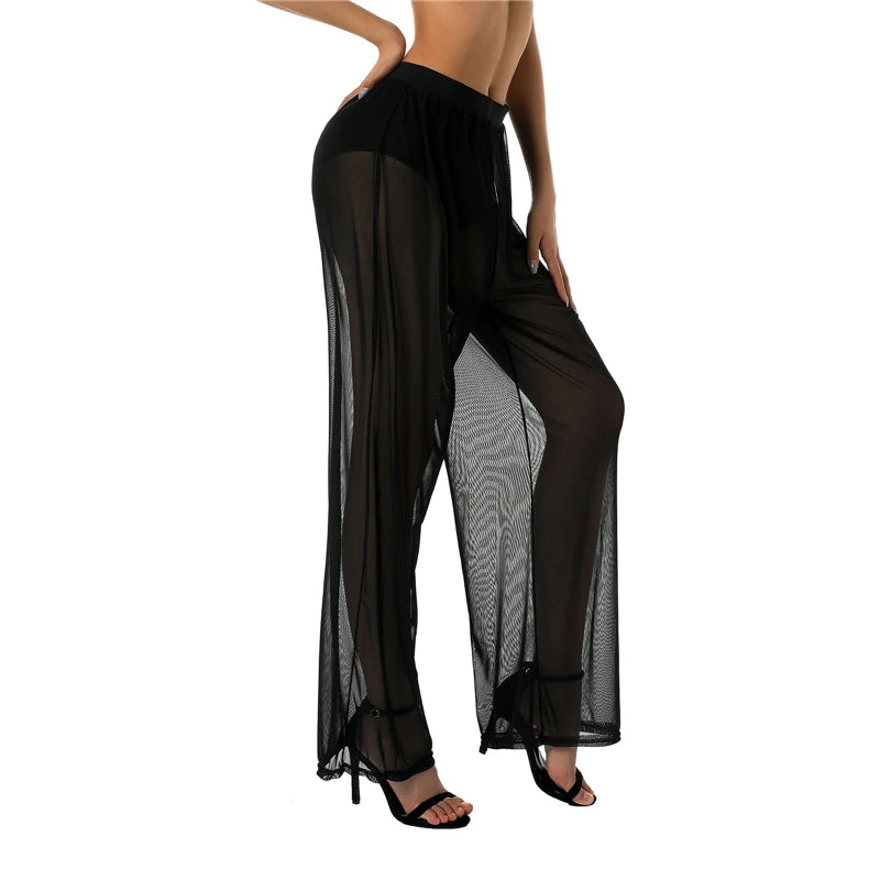Women's Y2K See-Through Wide Leg Pants
