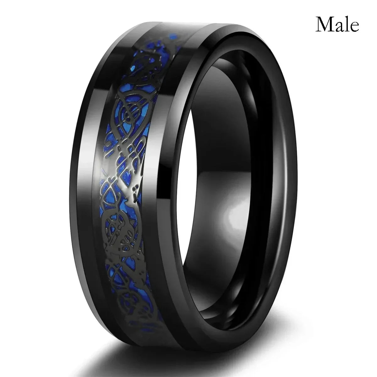Conjunto de anillos de pareja con corazón de diamantes de imitación y dragón celta | Joyería de boda y aniversario para él y para ella