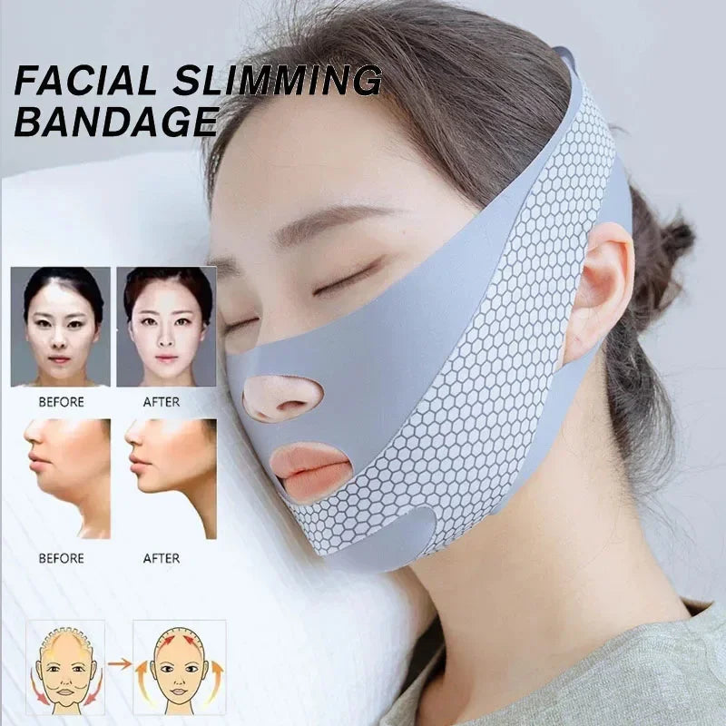 Estiramiento Facial con Venda Moldeadora V para Dormir Reductor de Papada Adelgazamiento Facial Lifting de Relajación Banda de Masaje para Adelgazar la Cara