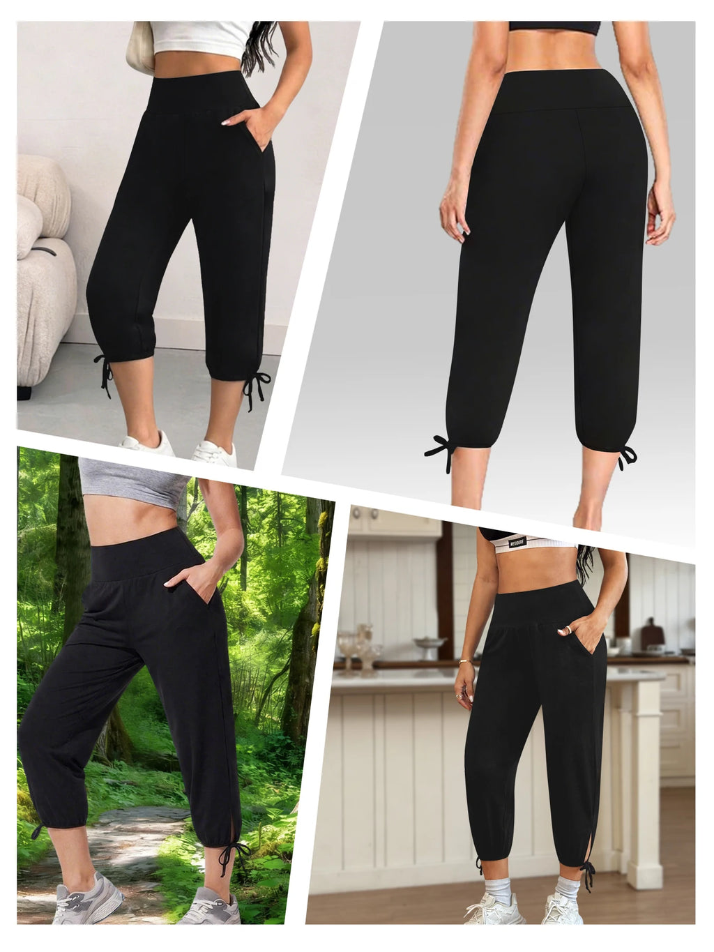 Pantalones capri holgados de yoga para mujer, pantalones deportivos cómodos con bolsillos