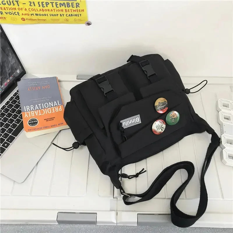 Harajuku Nylon Crossbody Bag — Unisex Street Style Messenger Satchel for School & Daily Use