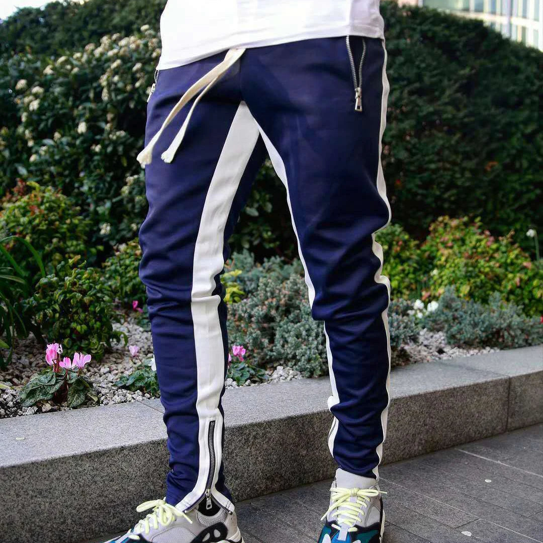 Men's Casual Knitted Jogger Pants with Optional Zip Pockets – Solid Color Sweatpants