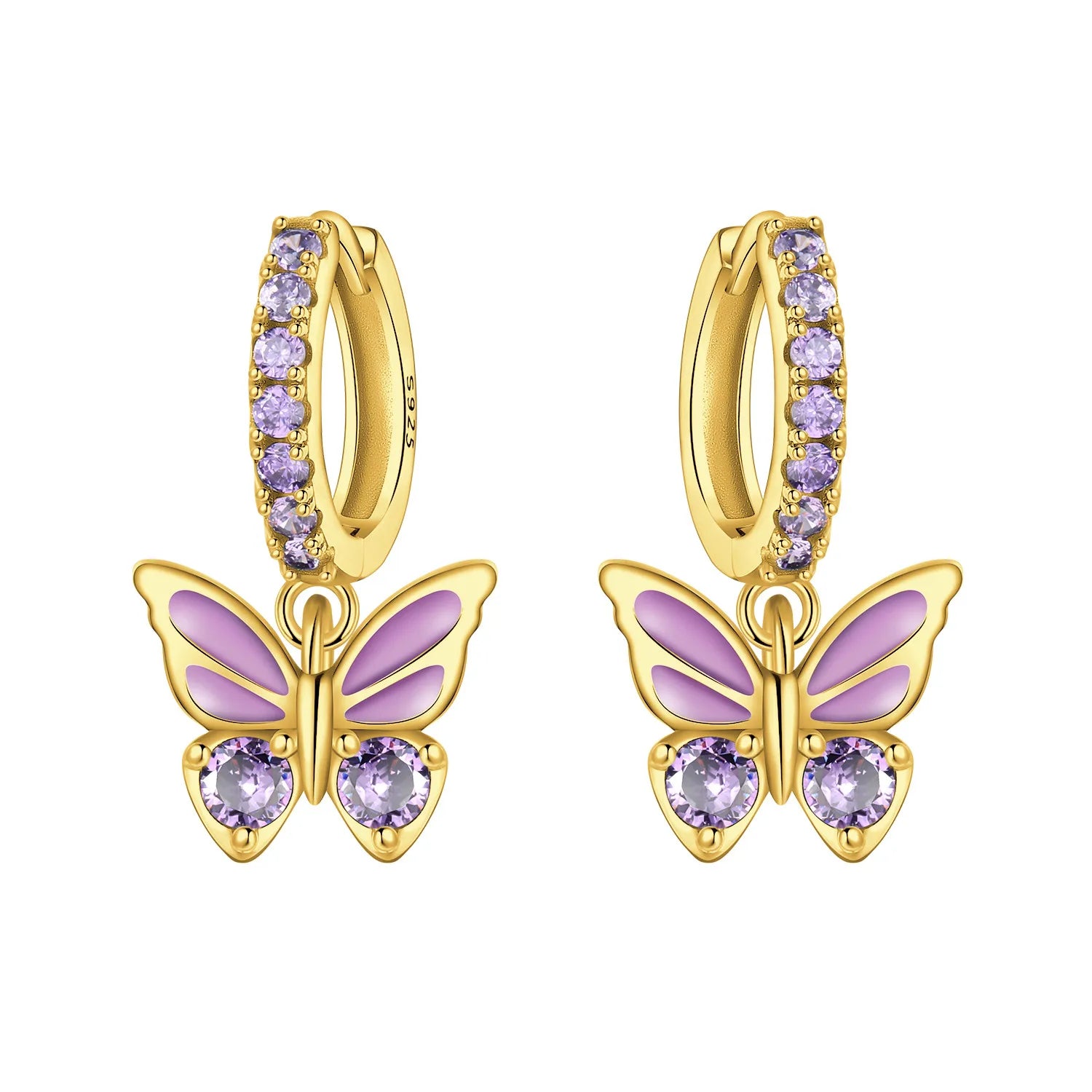 925 Sterling Silver Zircon Butterfly Drop Earrings – Women's Fine Jewelry