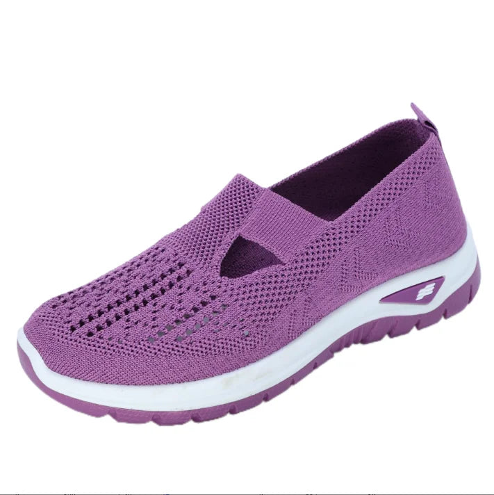 Women's Slip-On Knit Casual Sneakers – Lightweight Soft-Sole Walking Shoes