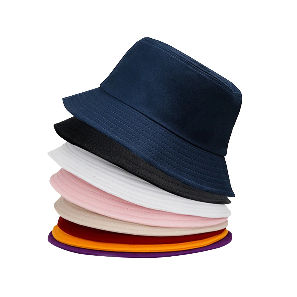 100% Cotton Solid Color Bucket Hat | Summer Sun Protection & Breathable Round Crown
