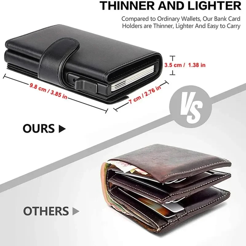 RFID Trifold Wallet — Slim Microfiber Leather Card Holder with Coin & Note Compartments