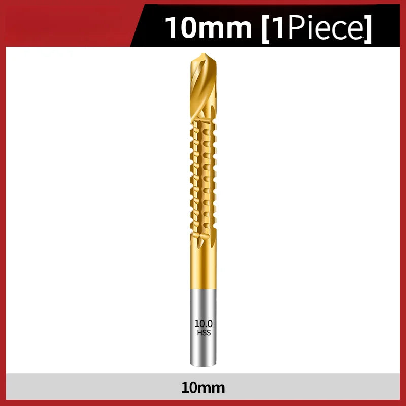 TG Multifunctional Titanium Plated Saw Drill Bit 3-13mm for Woodworking with Serrated Flute Design