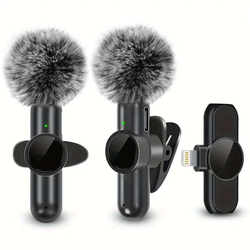 Wireless Lavalier Microphone with Windproof Cover — Clip-On Mic for Phone & Camera