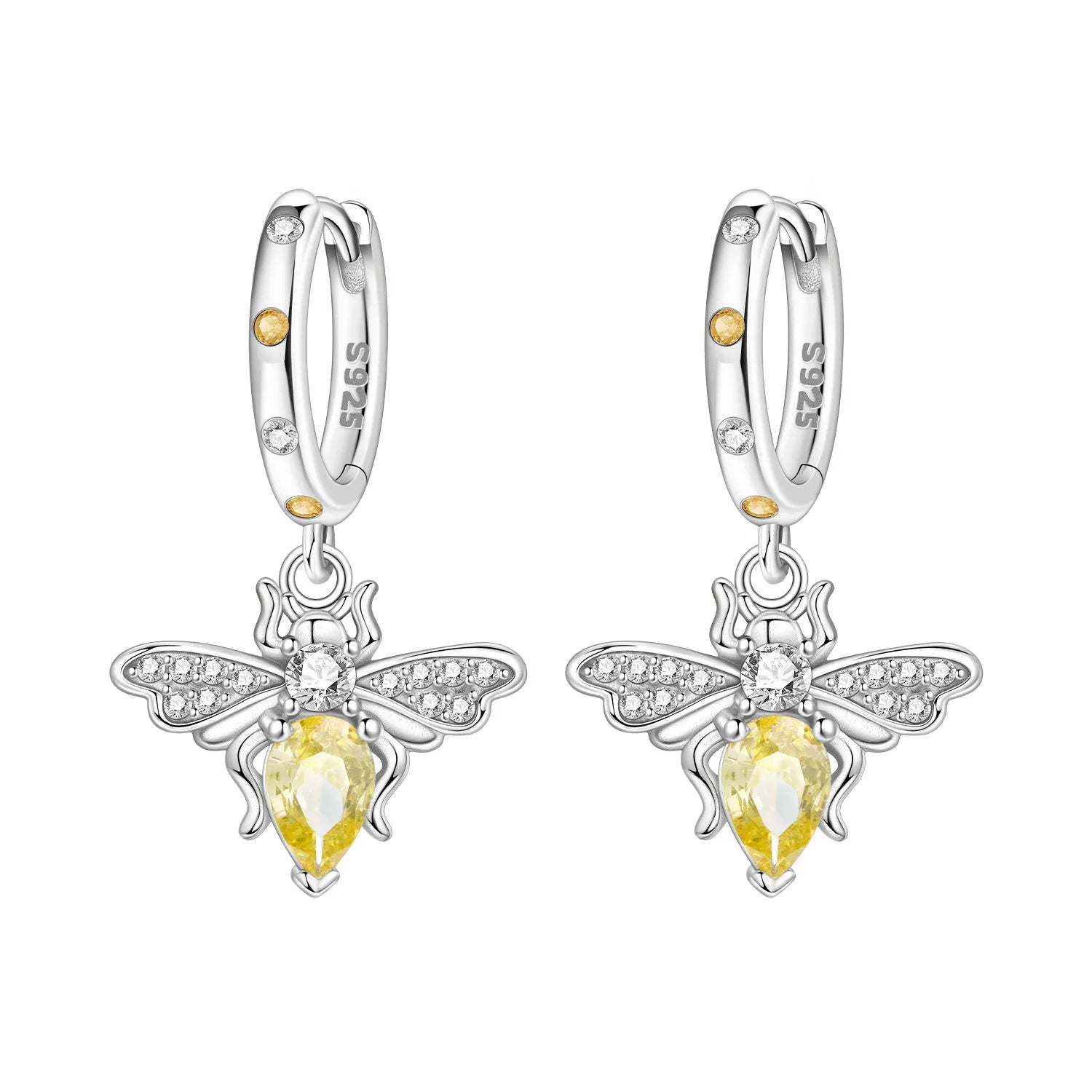 925 Sterling Silver Zircon Butterfly Drop Earrings – Women's Fine Jewelry