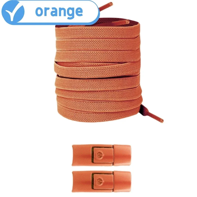 No-Tie Elastic Press-Lock Shoelaces – Flat 8mm, 100cm | Kids & Adults
