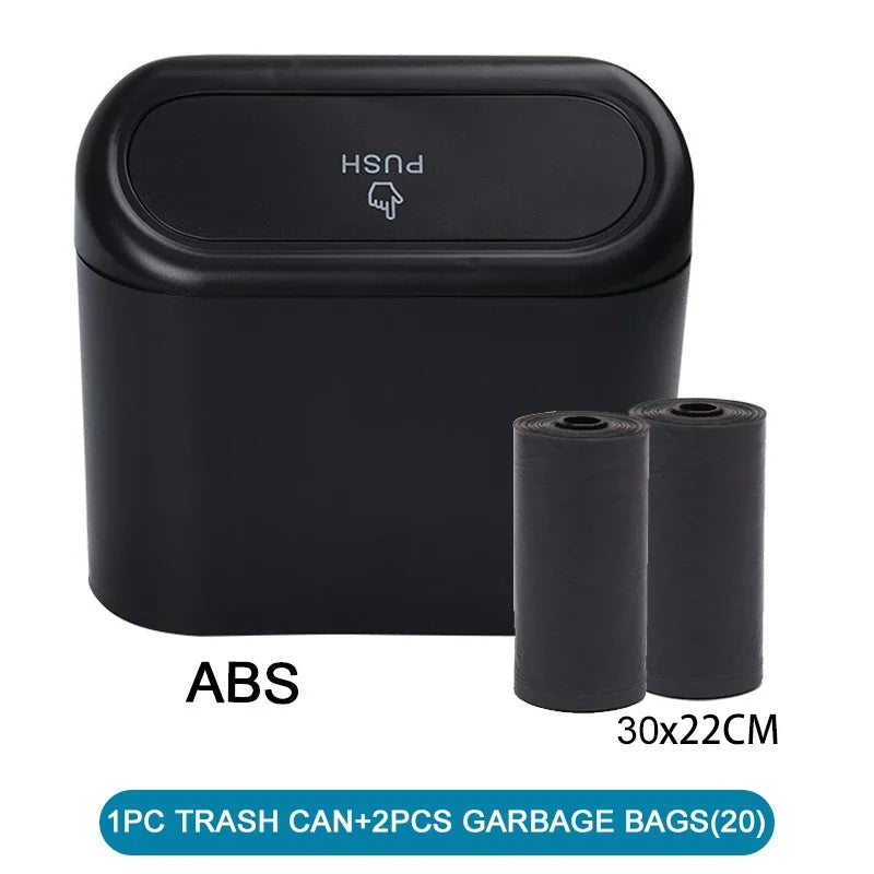 Car Trash Can with Lid – Mini Leak-Proof Bin with Garbage Bags