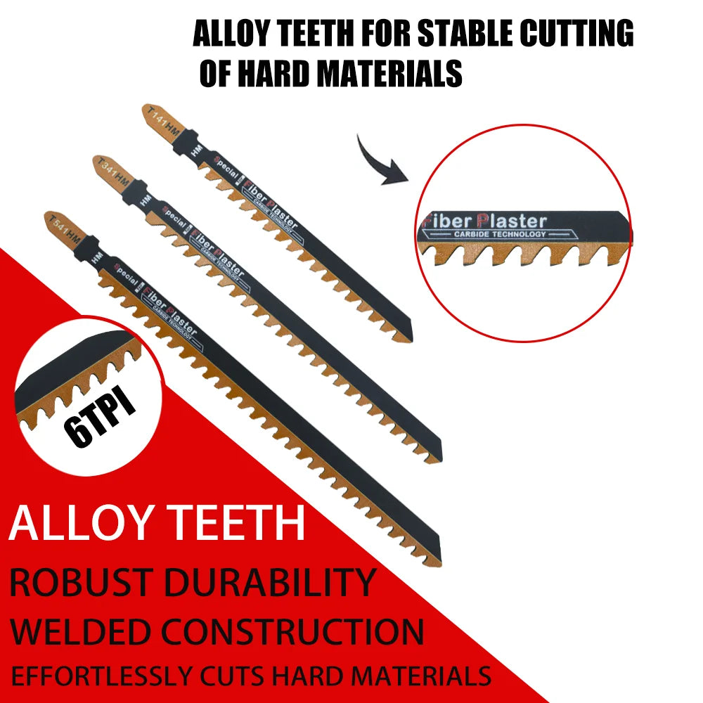 T141Hm1 1-Piece 4 in 6 Tpi Carbide-Tipped Special for Fiber and Plaster T-Shank Jig Saw Blades