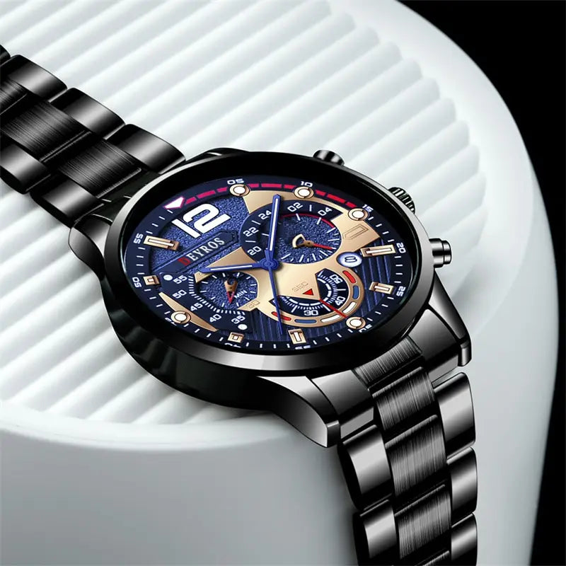 Men's Luxury Quartz Watch – Luminous Hands, Calendar & Sporty Dial
