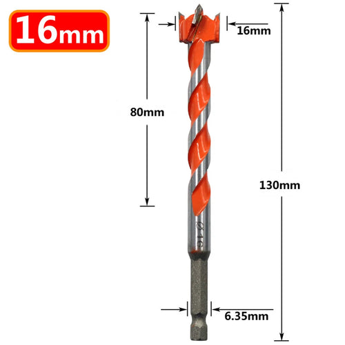 1PC Extended Woodworking Hole Opener Alloy Thread Drill Bit With Hexagonal Handle Door Lock Hole Wooden Board Hole Drill Bit